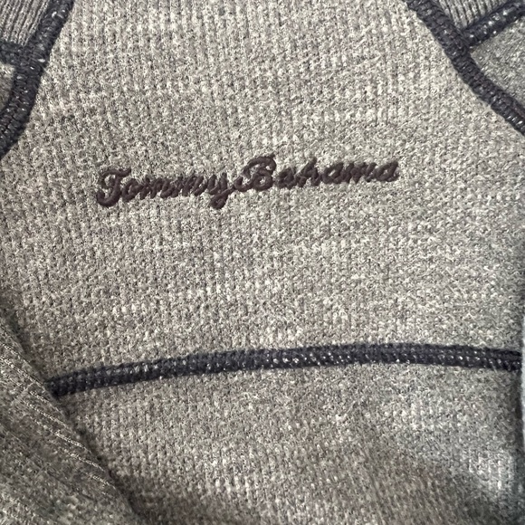 Tommy Bahama Men's Long Sleeved 1/4 Zip Cotton Blend Pullover Charcoal - Picture 7 of 11